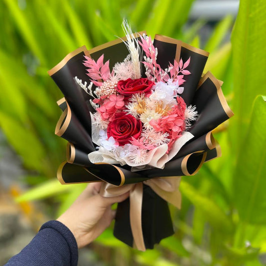 Preserved rose bouquet- 2 rose (Red)