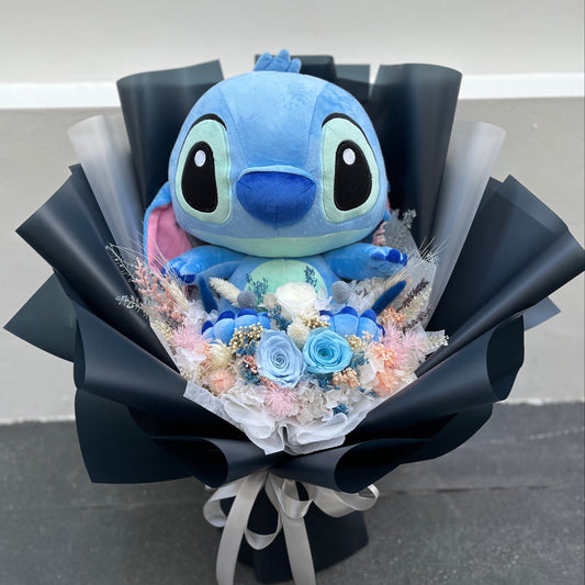 Preserved rose bouquet- 3 rose w Stitch