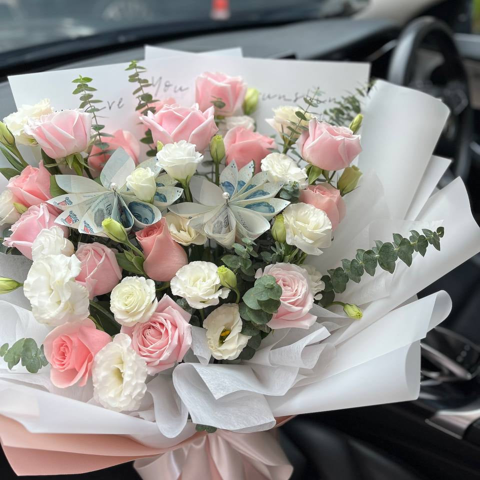 Pink Luxury- 15 pink roses