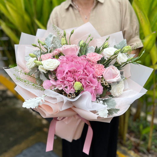 Loving- Pink Hydrangea, rose & carnations