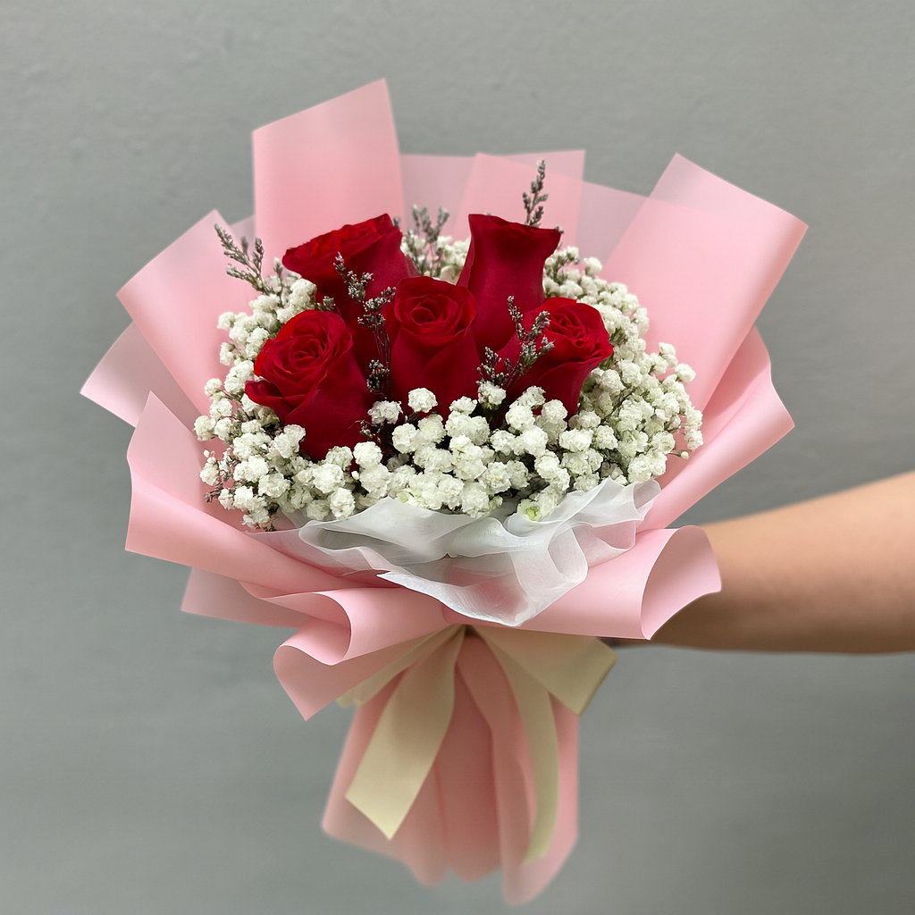 5 Rose Bouquet with Baby's Breath