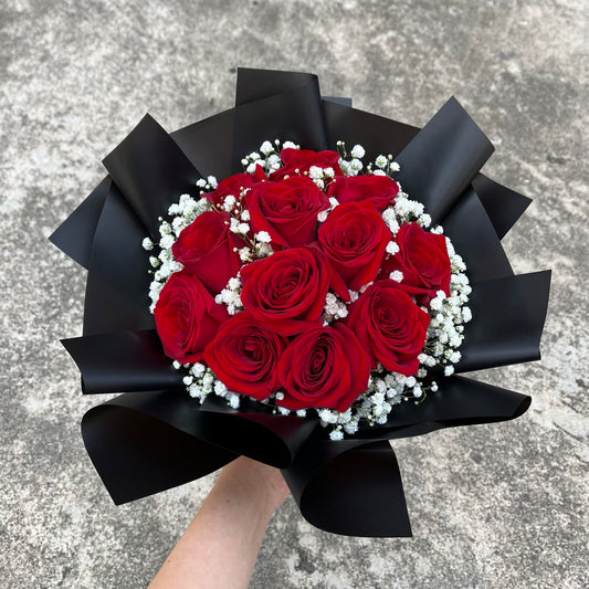 VDAY Perfect - 12 rose bouquet (circular wrapping style)