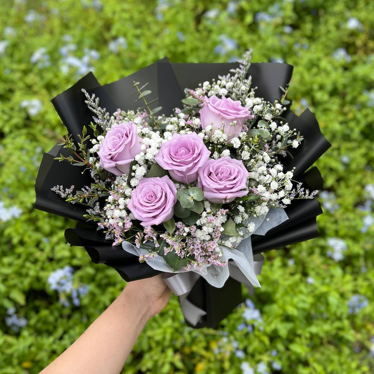 Lilac Ribbon Roses Lilac- 5 premium lilac roses – Cool Petals