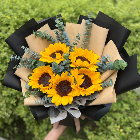{G13} Cheers- 5 sunflower bouquet