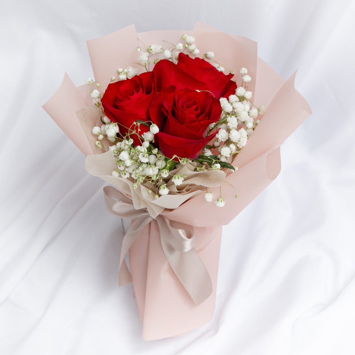3 Rose Bouquet with Baby's Breath – Coolpetals